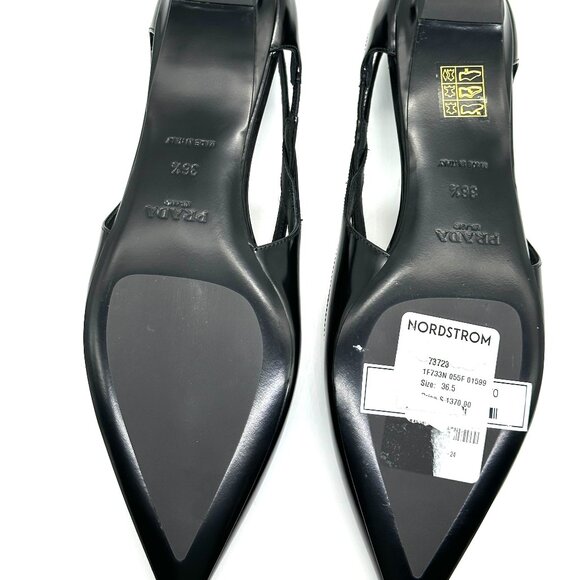 PRADA Pointed Toe Cutout Cut Out Strappy Leather Ballerina Ballet Flats - Picture 13 of 15